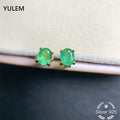 YULEM Natural Emerald S925 Silver Stud Earrings
