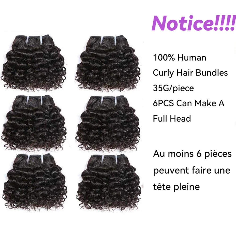 Brazilian Bouncy Curly Human Hair Bundles 6 Inch