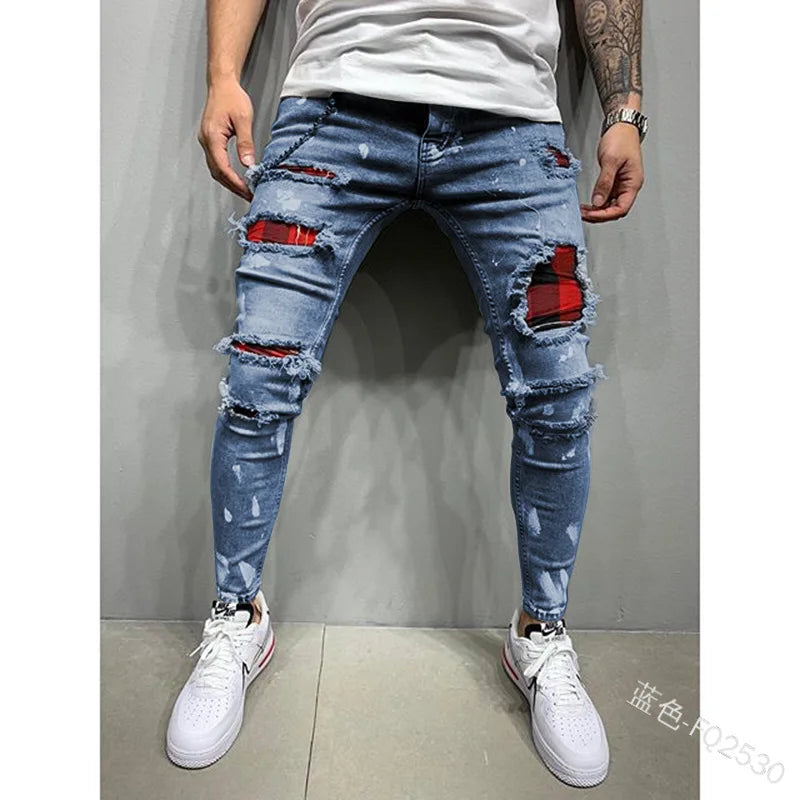 Men's Vintage Ripped Skinny Slim Fit Jeans