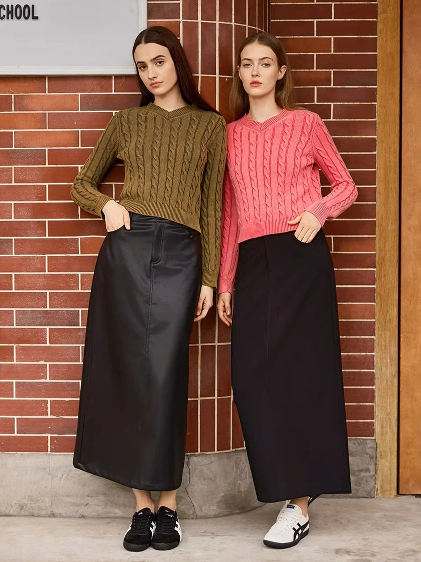 Women's Cable Knit Sweater & Skirt Set