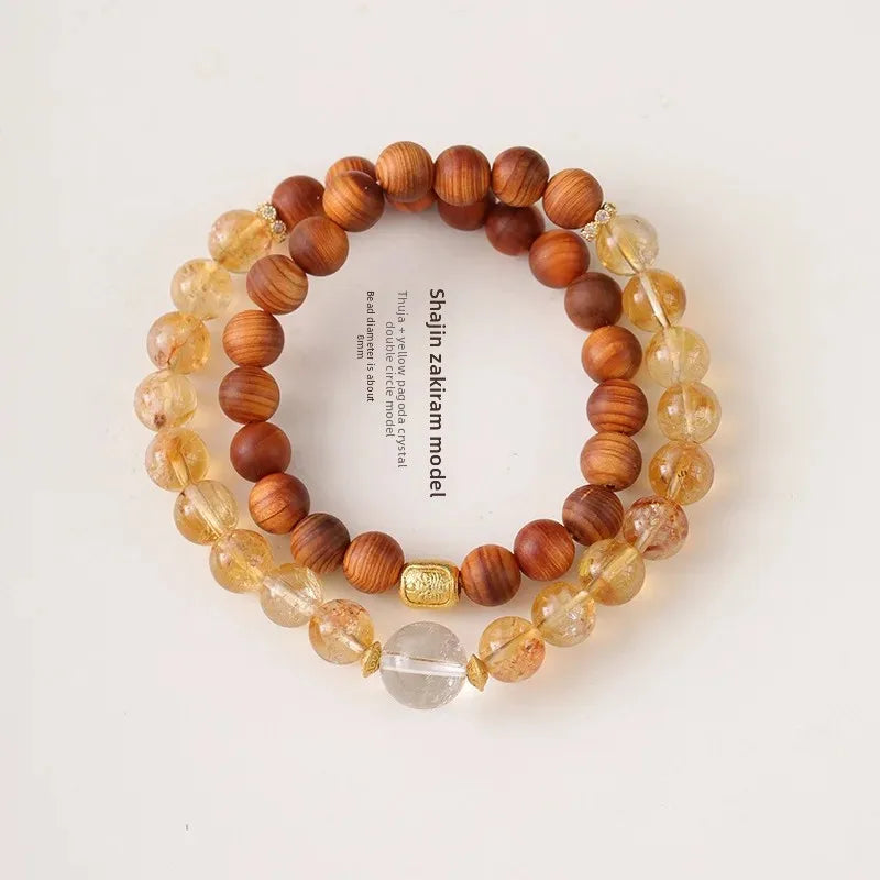Original Yellow Crystal Double Wrap Bracelet for Men & Women