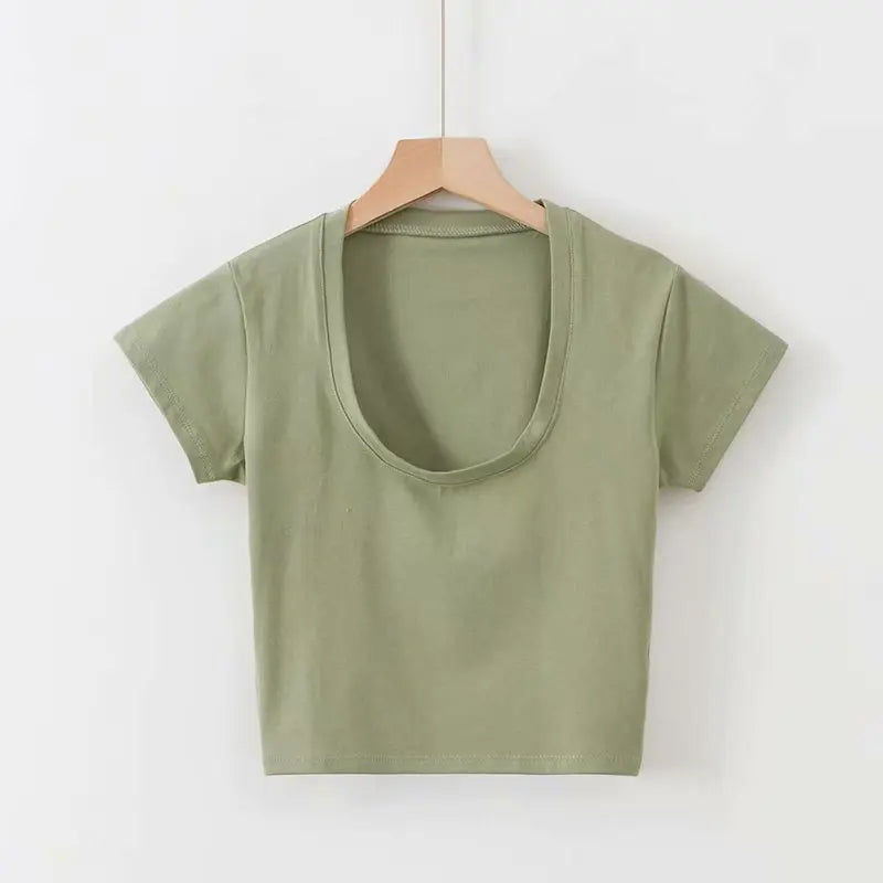 Women's U-Neck Slim Fit Crop Top