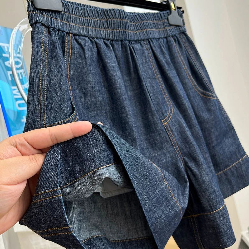 Women's Drawstring Denim Summer Shorts