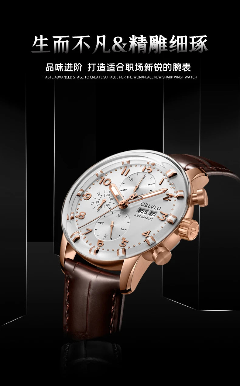 OBLVLO Men's Automatic Sapphire Watch
