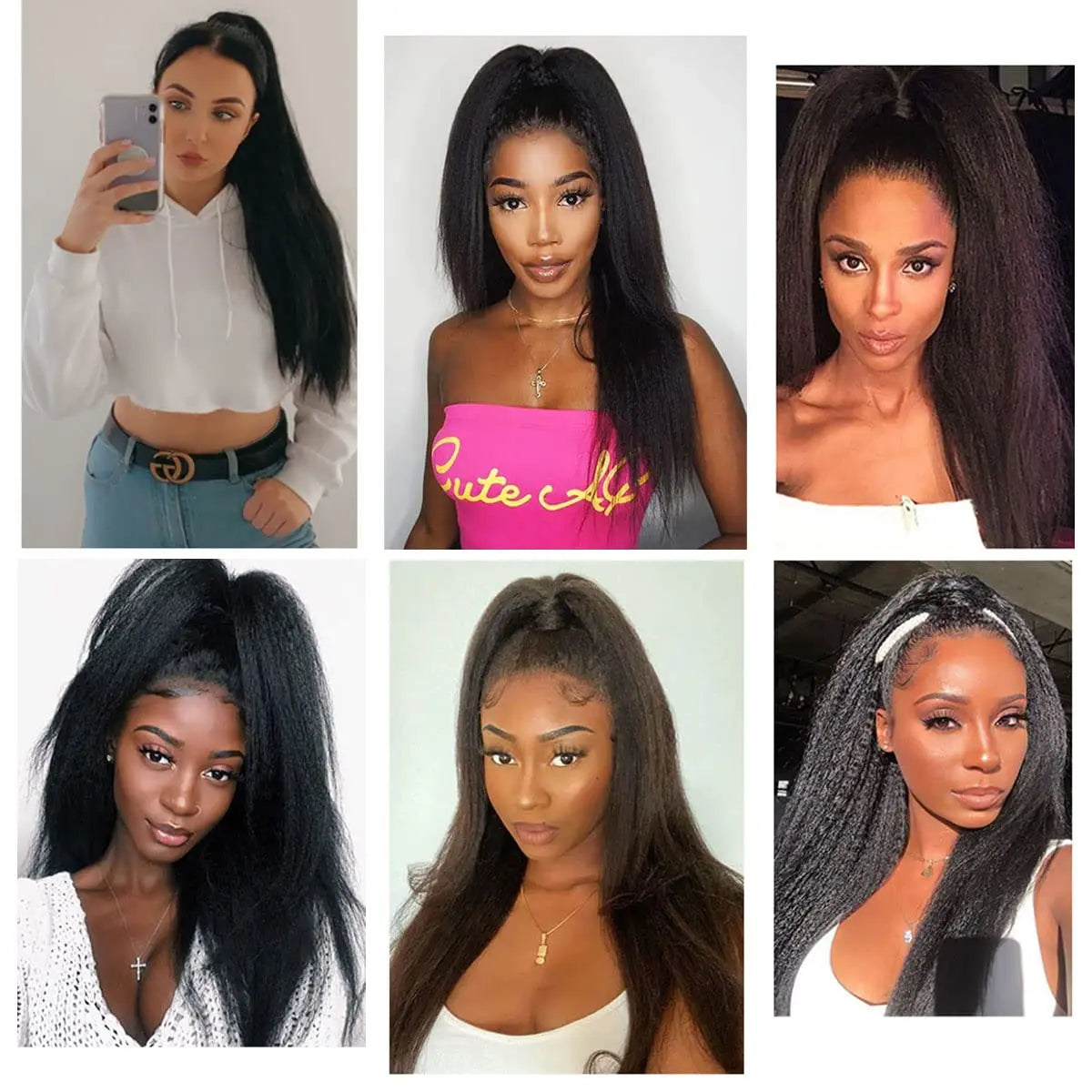100% Human Hair Kinky Straight Ponytail Extension