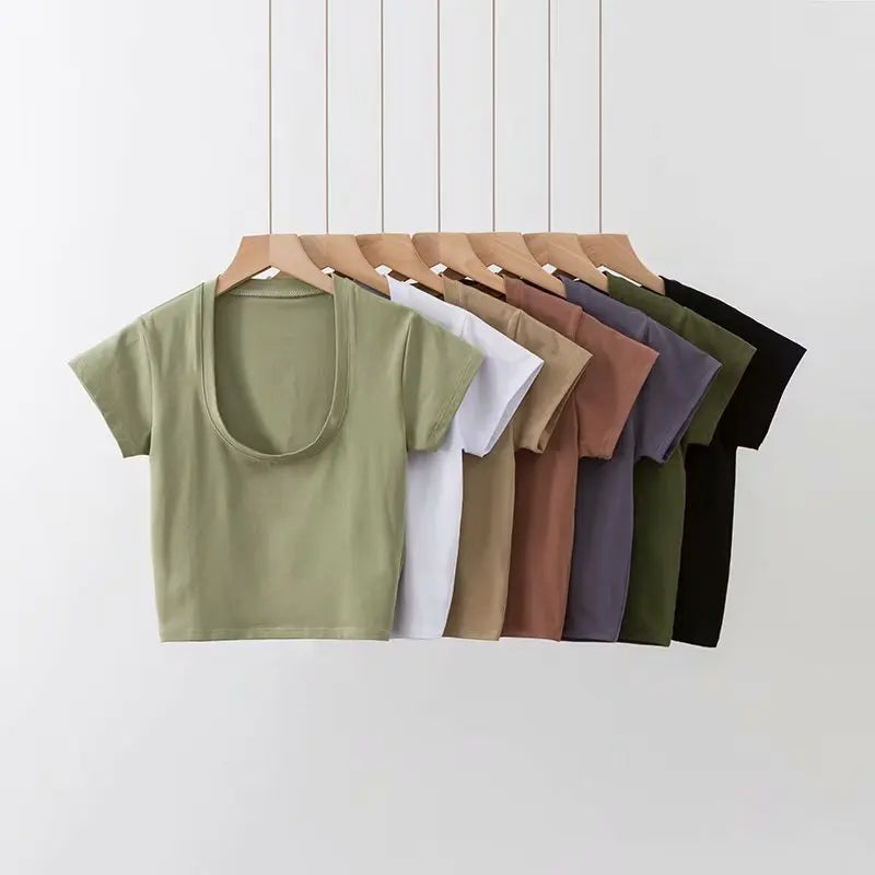 Women's U-Neck Slim Fit Crop Top