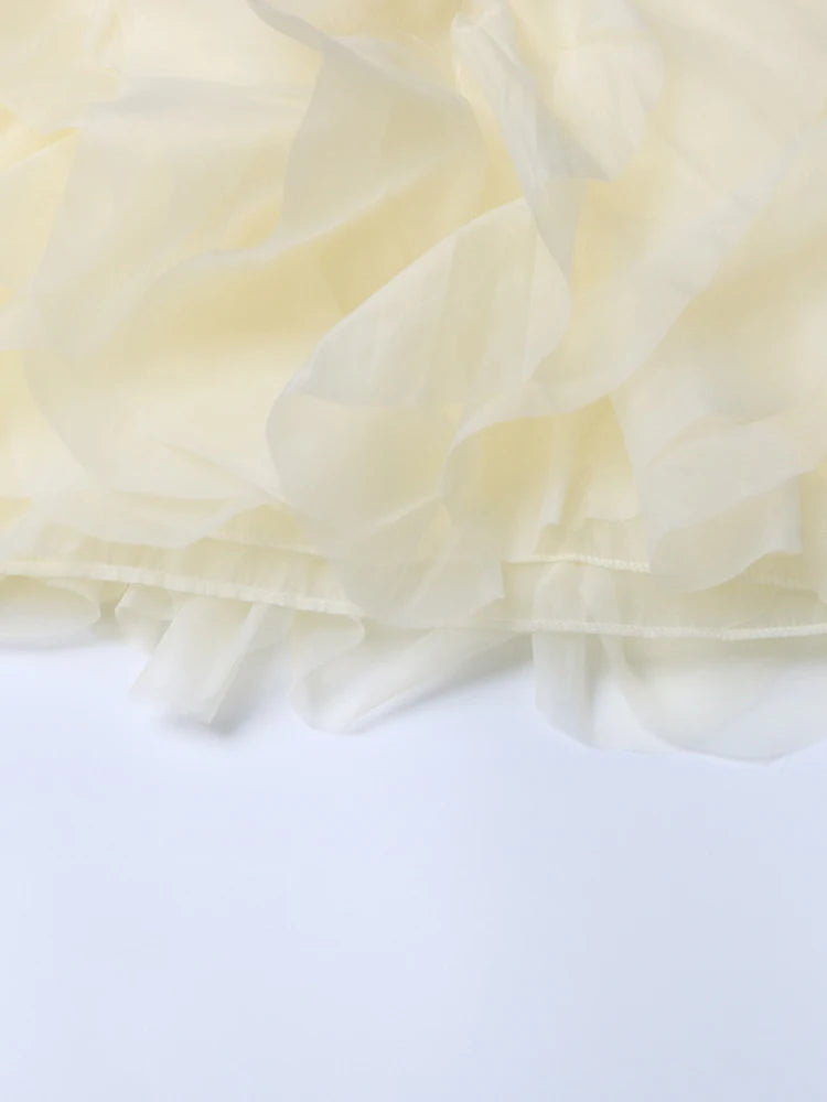 TWOTWINSTYLE Ruffle Chiffon Lantern Sleeve Blouse