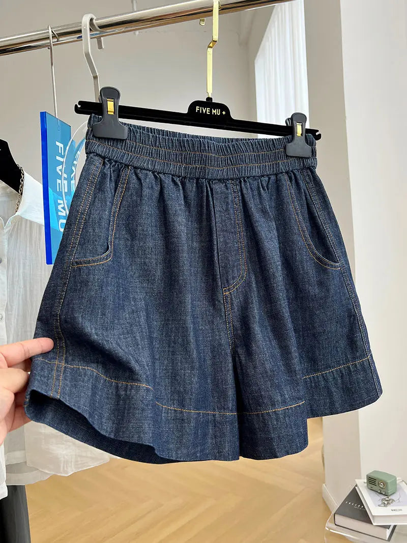 Women's Drawstring Denim Summer Shorts