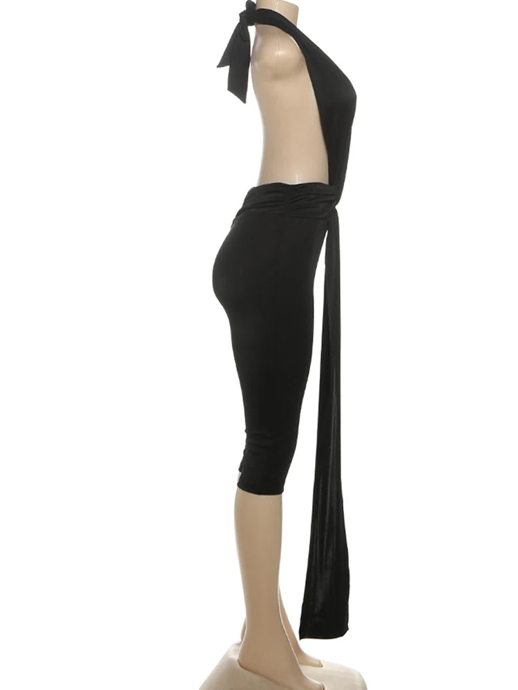 Women's Patchwork Halter Backless Romper