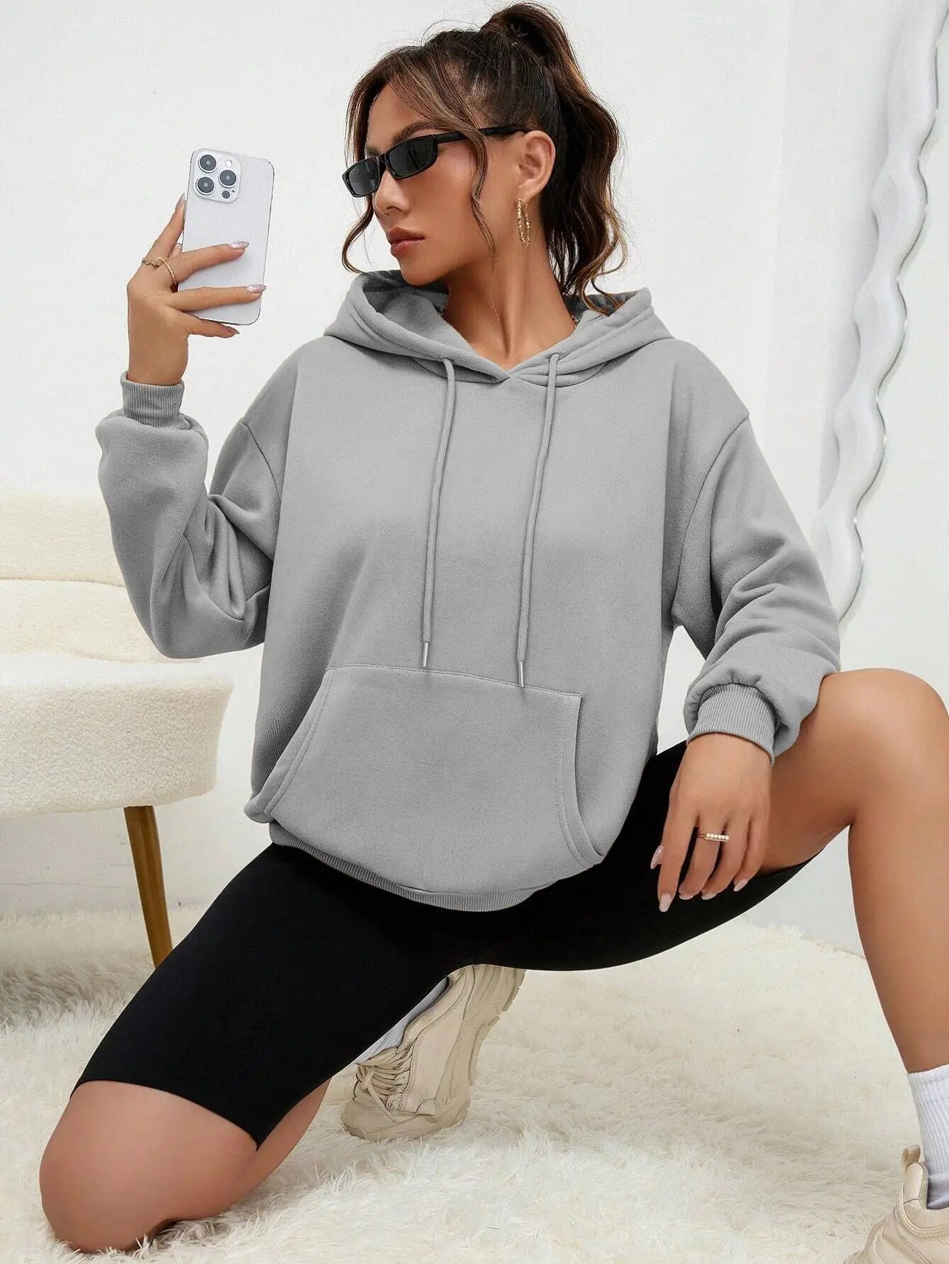 Unisex Solid Color Fleece Hoodie