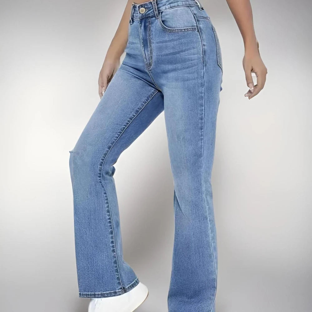 Women's High Waist Slim Fit Washed Jeans