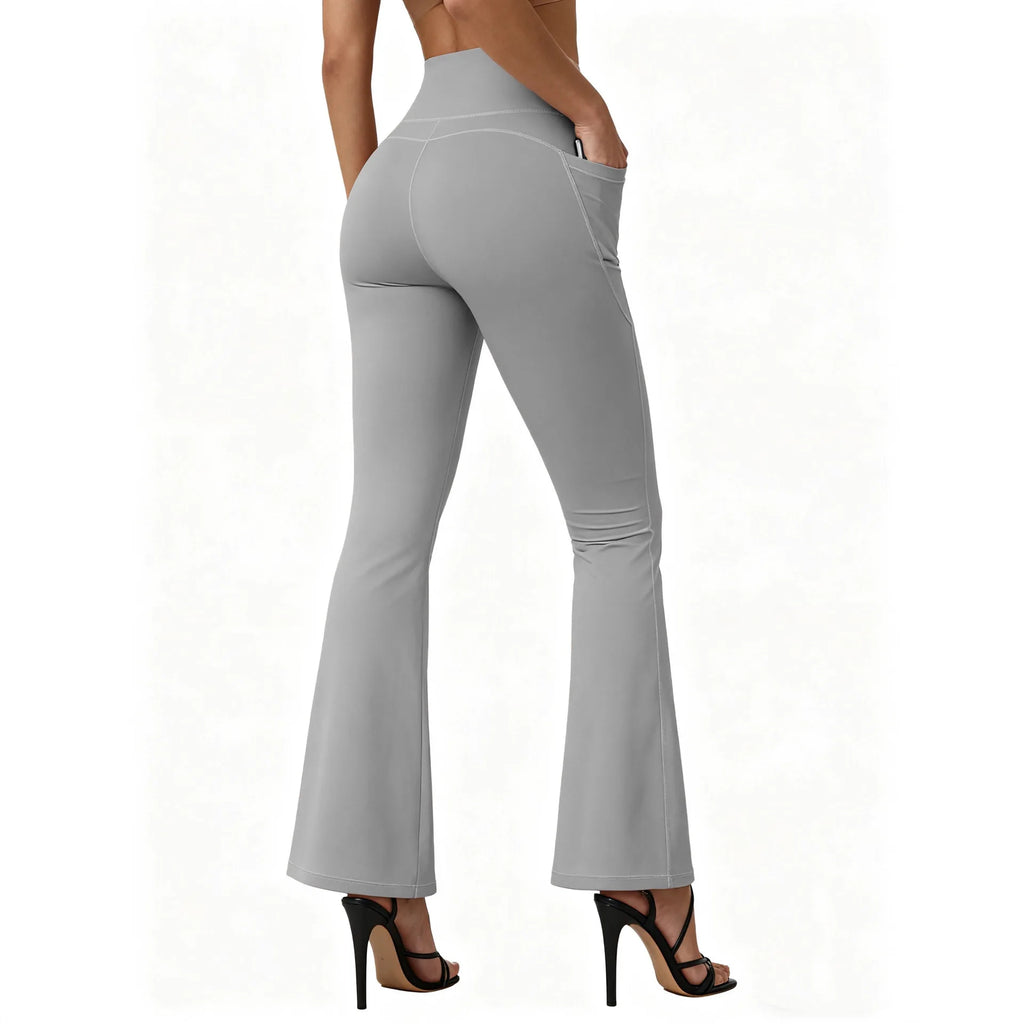 High-Waist Flared Yoga Leggings with Pockets