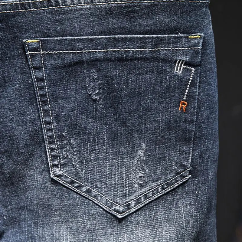 Men’s Ripped Slim Fit Straight Jeans