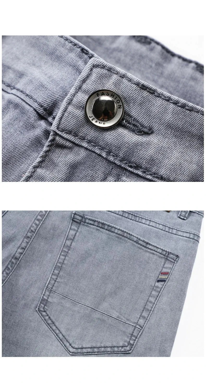 Men's Stretch Straight-Leg Gray Denim Jeans