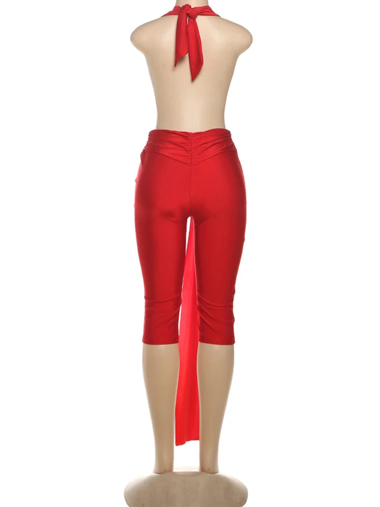 Women's Patchwork Halter Backless Romper