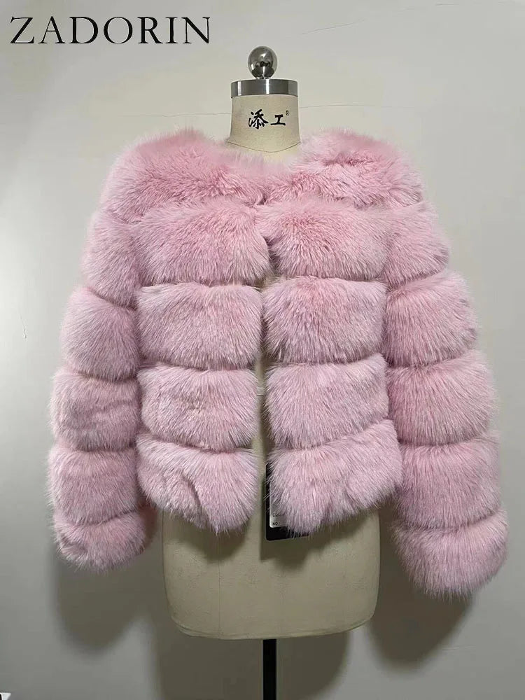 ZADORIN Women's Faux Fox Fur Winter Coat