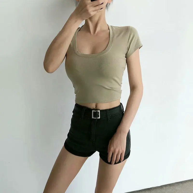 Women's U-Neck Slim Fit Crop Top