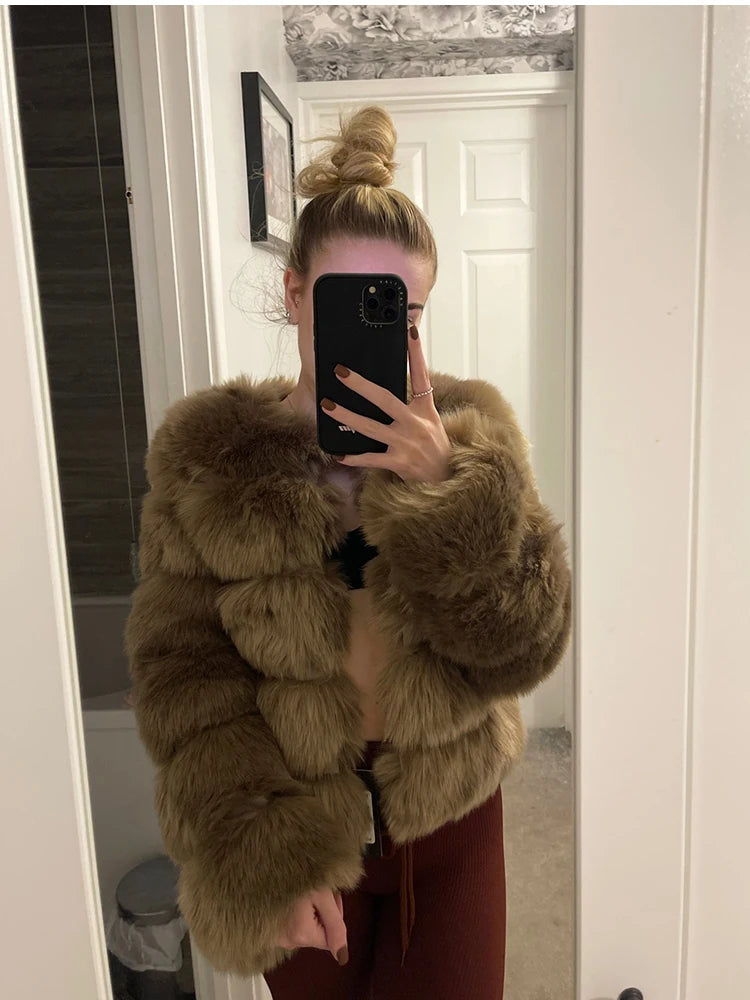 ZADORIN Women's Faux Fox Fur Winter Coat