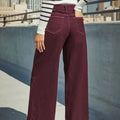 Women's Burgundy High Waist Wide Leg Jeans