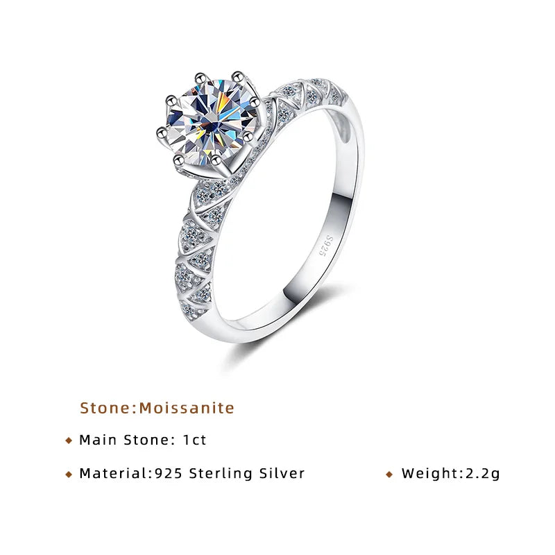 JoyceJelly 1 Carat Moissanite Sterling Silver Jewelry Set