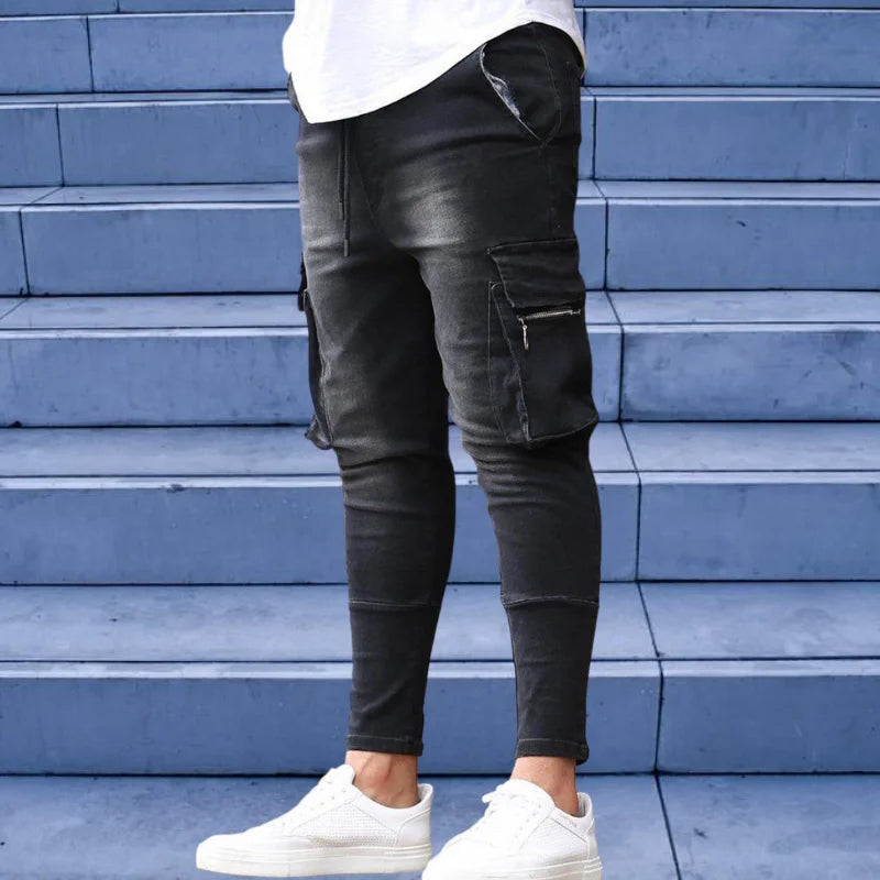 Men's Stretch Cargo Jeans with Side Pockets
