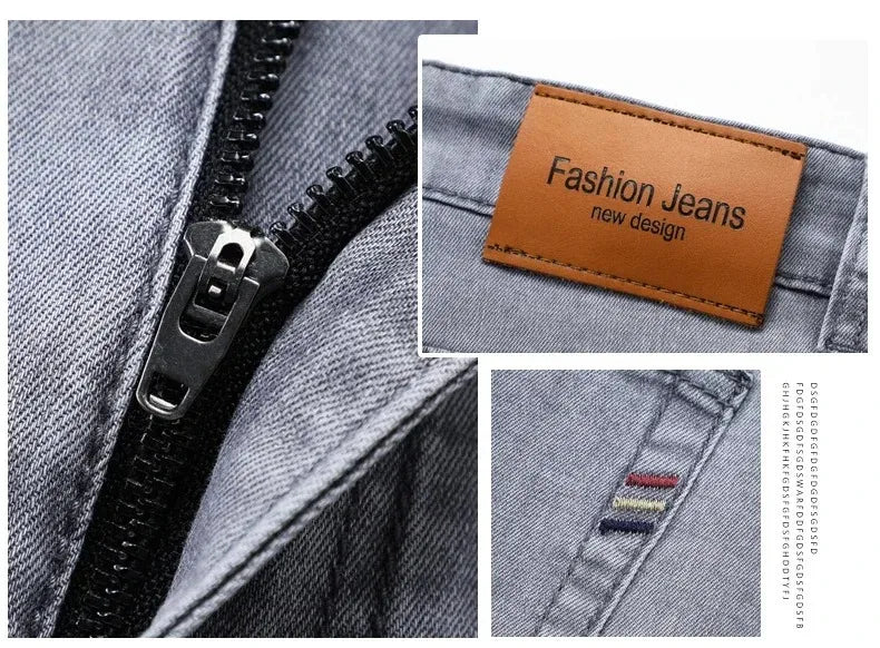 Men's Stretch Straight-Leg Gray Denim Jeans