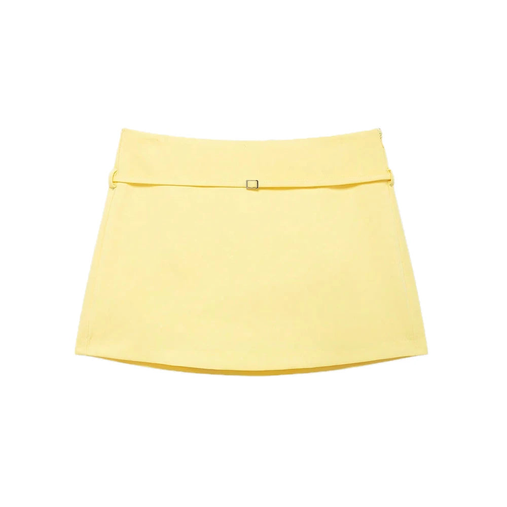 Women's Solid Color Belted Casual Short