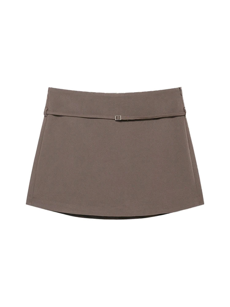 Women's Solid Color Belted Casual Short
