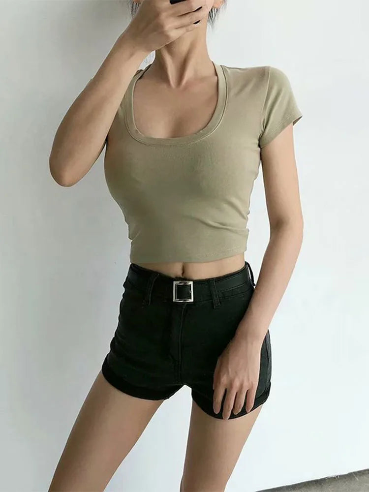 Women's U-Neck Slim Fit Crop Top