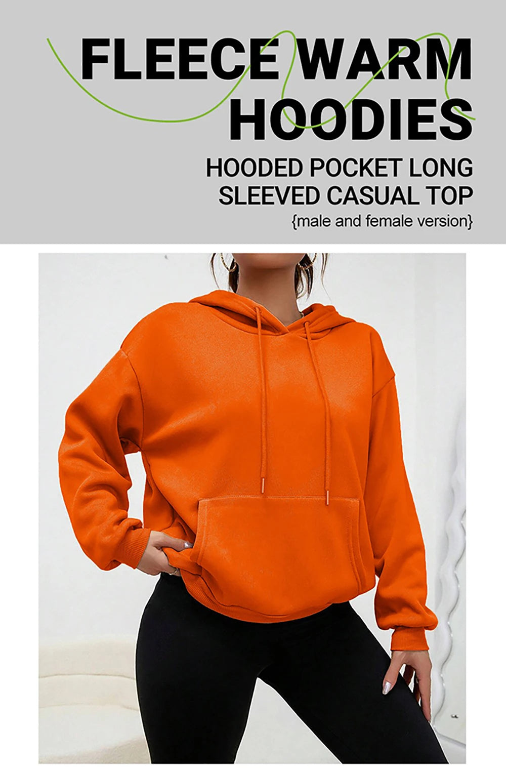 Unisex Solid Color Fleece Hoodie