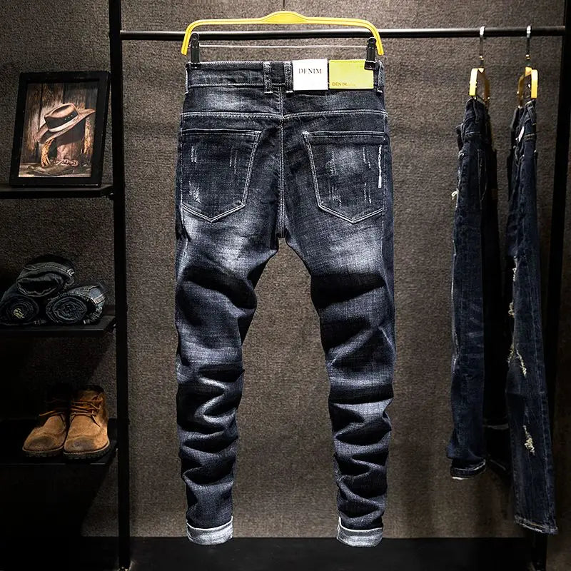 Men’s Ripped Slim Fit Straight Jeans