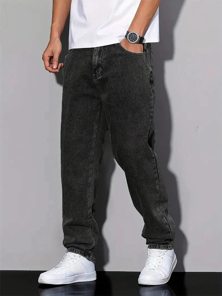 Men's Vintage Y2K Wide-Leg Straight Denim Jeans