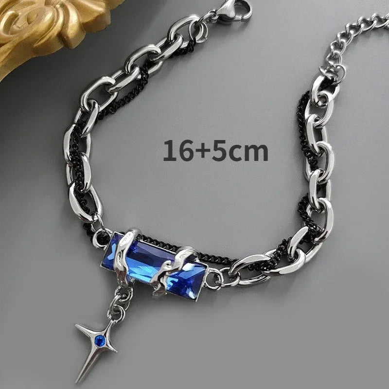 Unisex Black Zircon Star Chain Bracelet