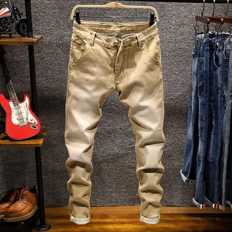 Men’s Ripped Slim Fit Straight Jeans