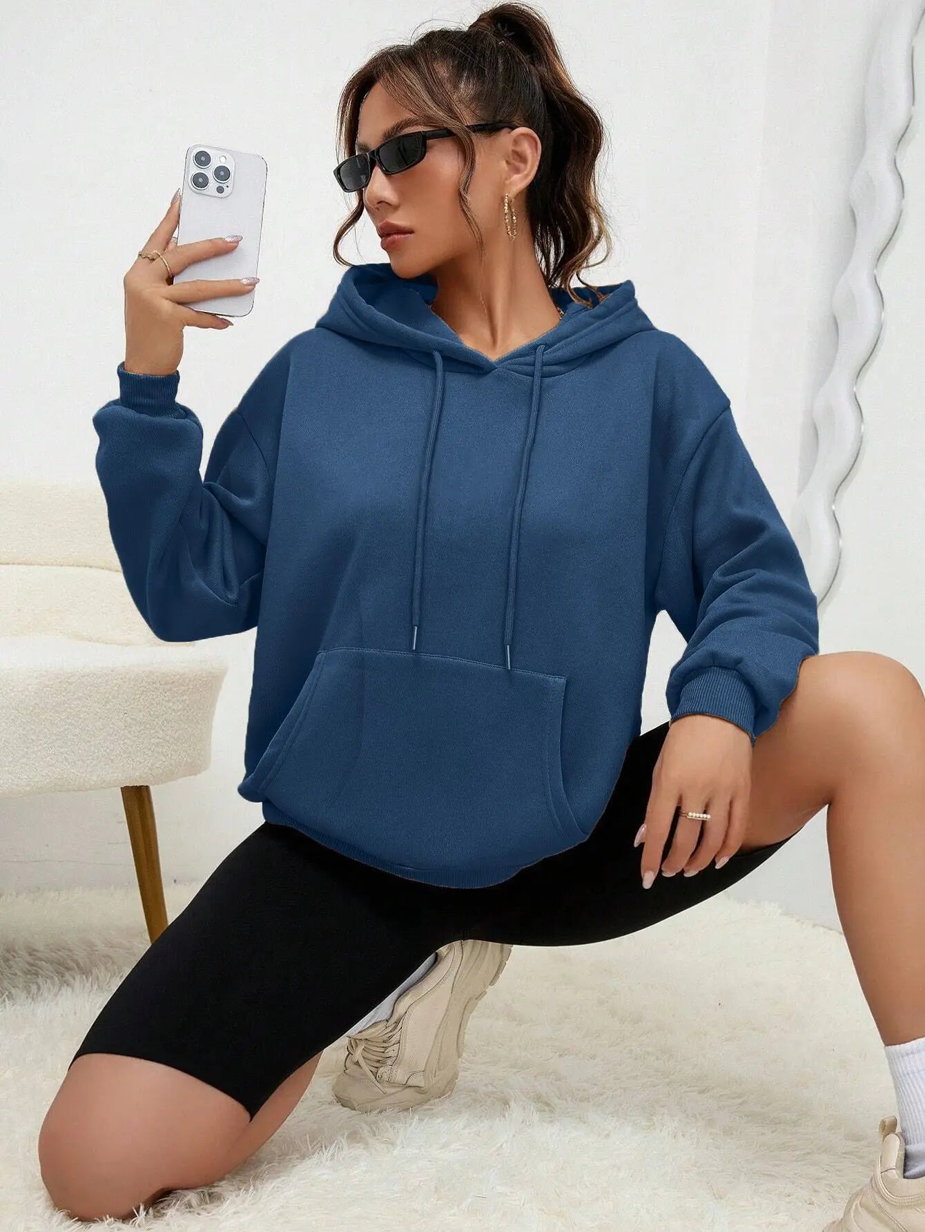 Unisex Solid Color Fleece Hoodie