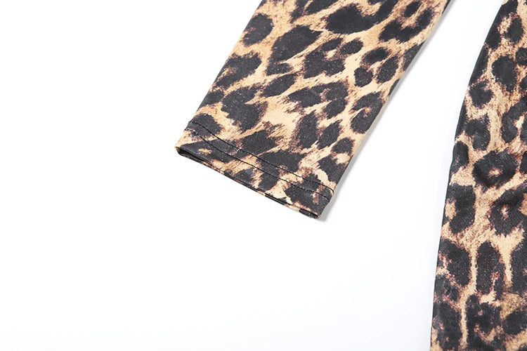 Y2K Leopard Print Deep V Split Dress
