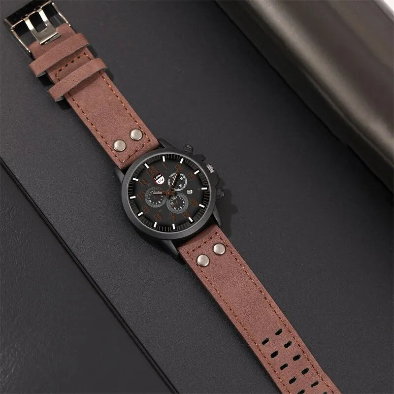 Reloj Hombre Fashion Mens Watches Luxury Men Casual Leather Quartz