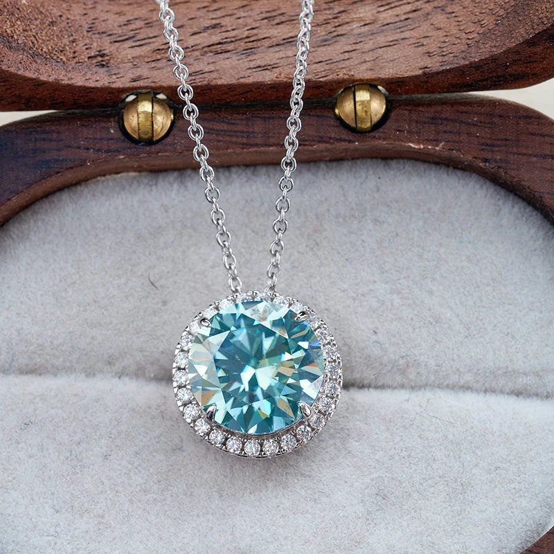 JoyceJelly 5CT Color Moissanite 925 Sterling Silver Necklace