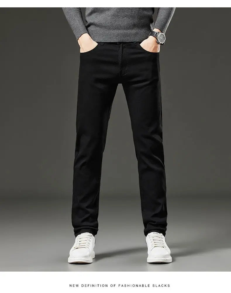 Men's Slim Straight Elastic Jeans