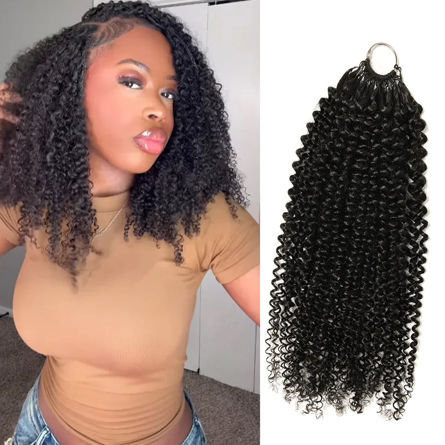 Knotless Kinky Curly Human Hair Crochet Extensions