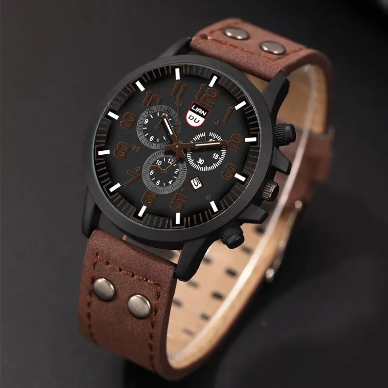 Reloj Hombre Fashion Mens Watches Luxury Men Casual Leather Quartz
