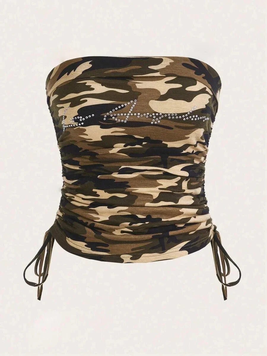 Camouflage Halter Crop Top for Women
