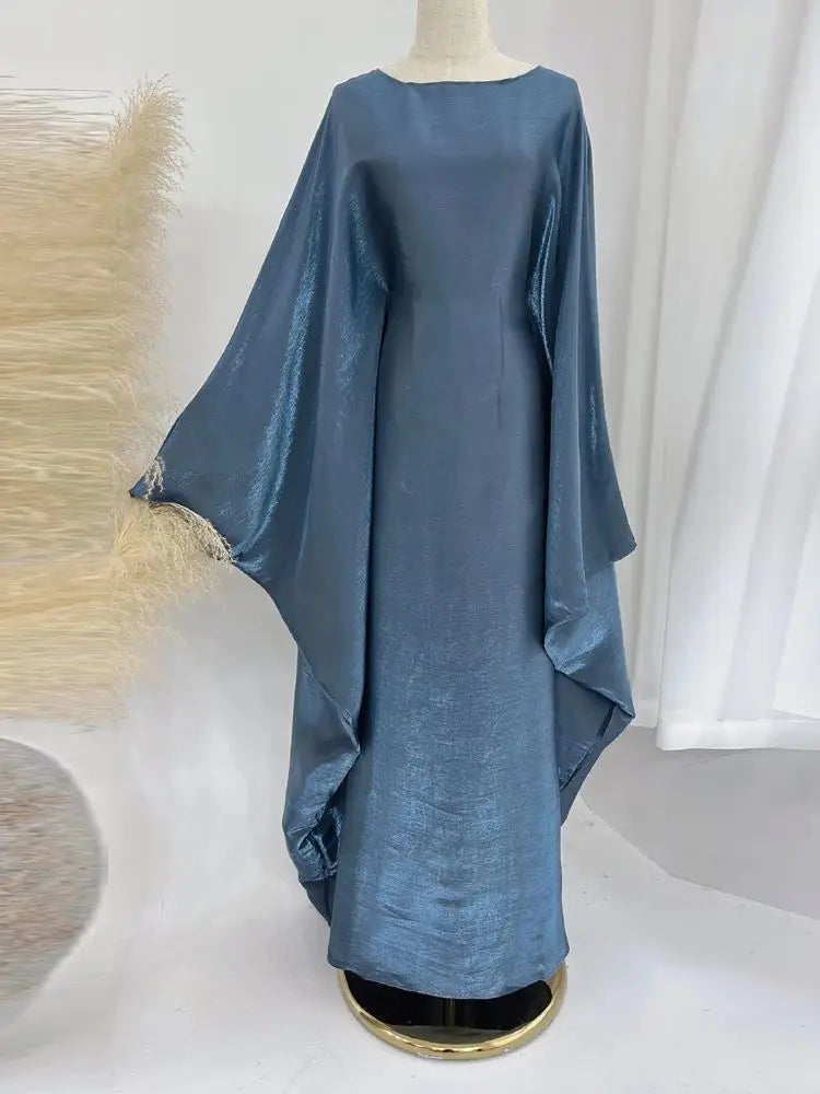 Women's Satin Batwing Sleeve Abaya Maxi Dress