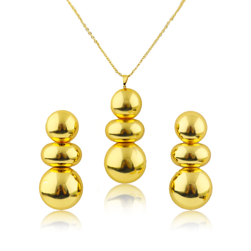 Dubai Jewelry Set for Women 18K Gold Plated Earrings and Necklace Set for Wedding Brides
