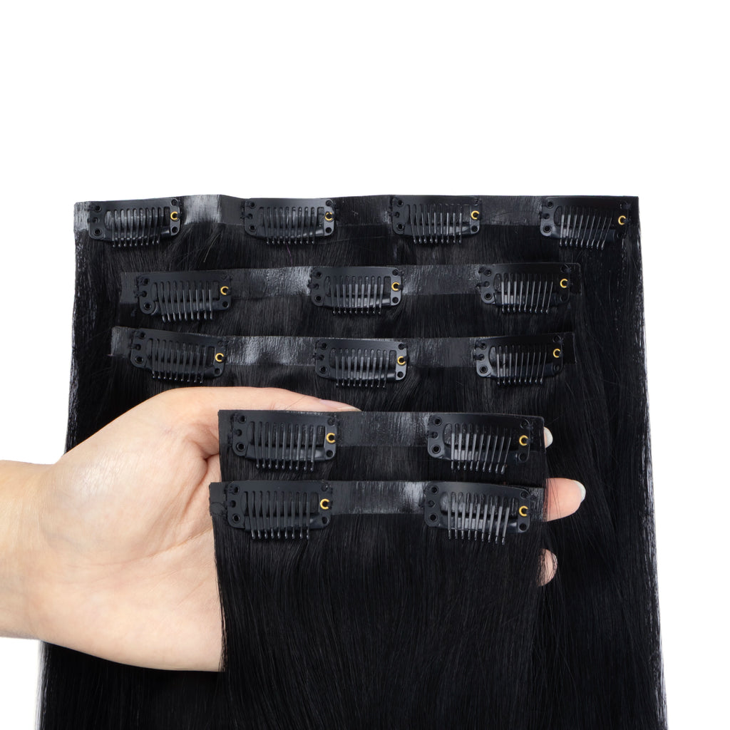 Clip-In Human Hair Extensions Straight Invisible Weft