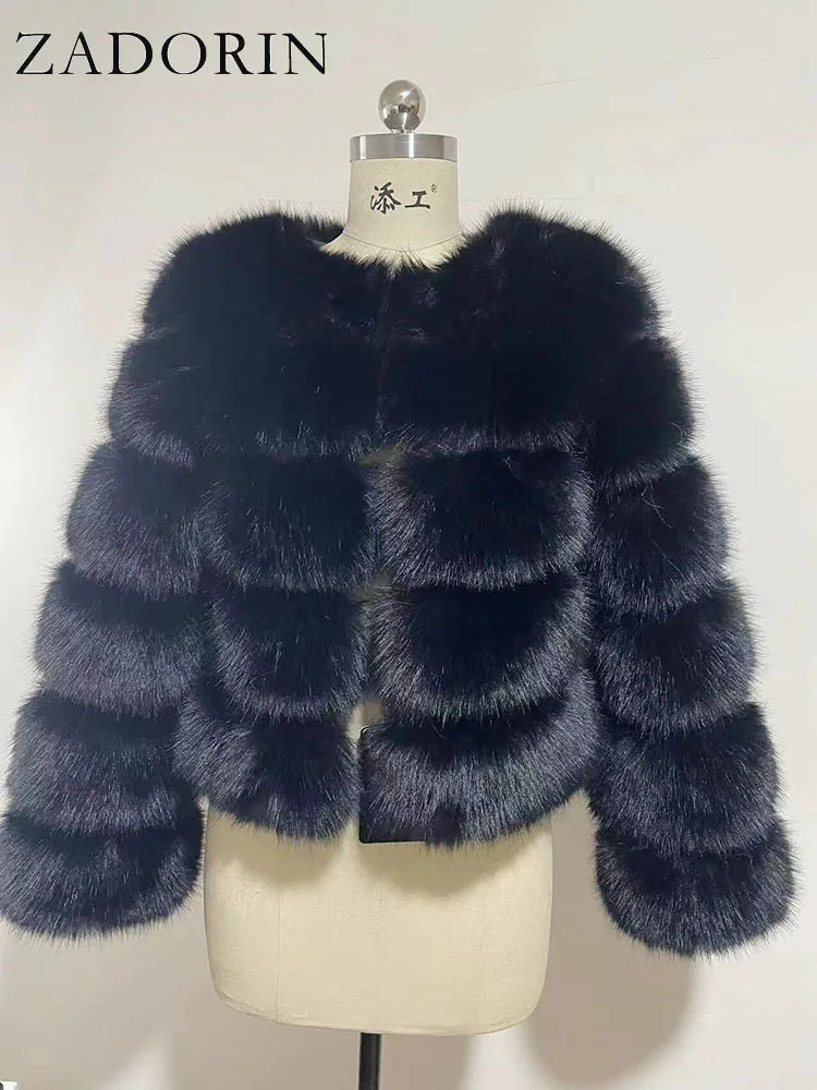 ZADORIN Women's Faux Fox Fur Winter Coat