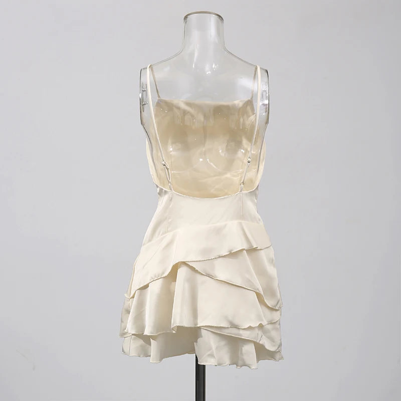 TWOTWINSTYLE Strapless Ruffle Patchwork Dress