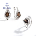 2026 Anime Jujutsu Kaisen Silver Ring & Earrings Set with Smoky Gemstone