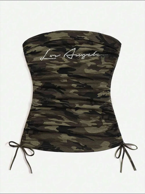 Camouflage Halter Crop Top for Women