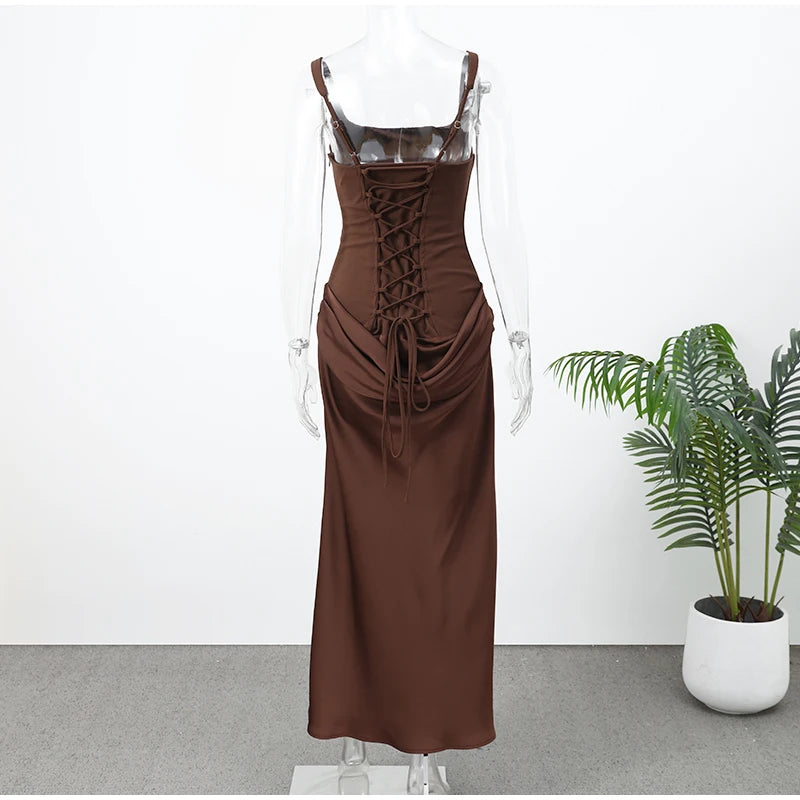 Women's Elegant Pleated Sling Party Dress